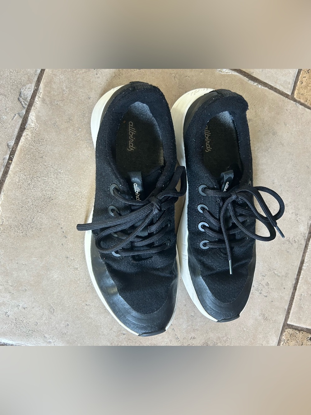 allbirds Black Wool Lace-Up Sneakers with white Soles